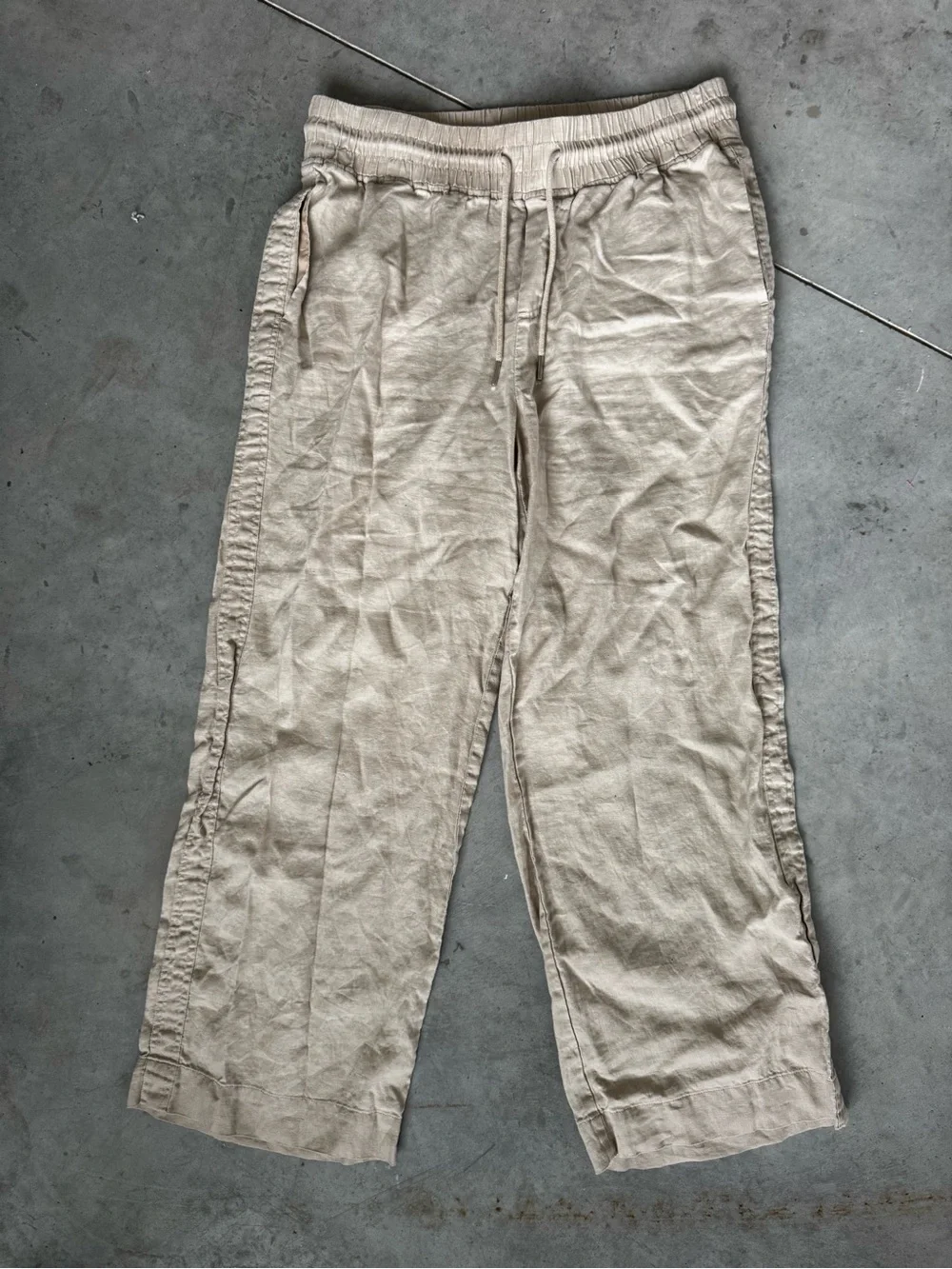 Quince 100% European Linen Wide Leg Pants in Driftwood Size XL